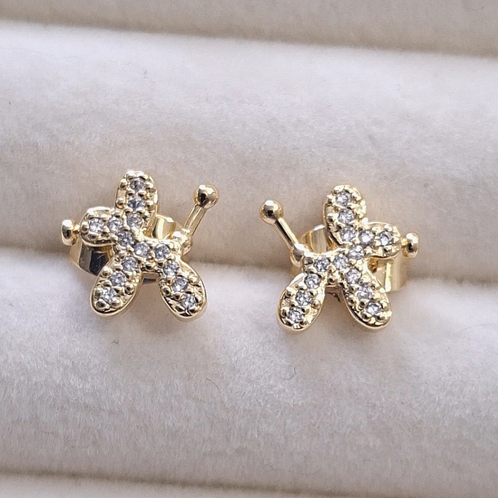 Multi diamonds balloon dog stud earrings